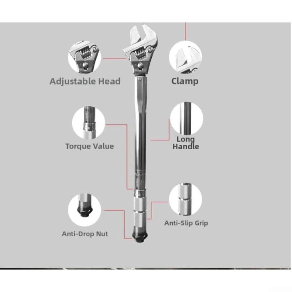 Chiave dinamometrica regolabile 4 in 1, acciaio al cromo vanadio, meccanismo a cricchetto, gamma di coppia 19 110 NM, impugnatura ergonomica antiscivolo, funzionamento sicuro