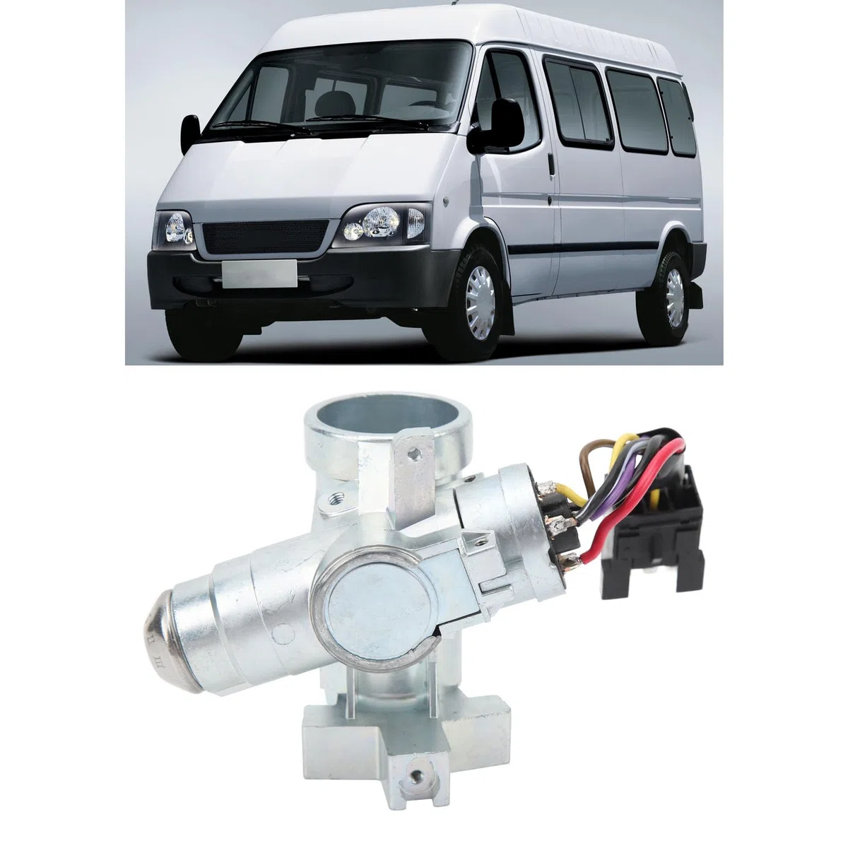 Alloggiamento Blocco Accensione Sterzo 1053774 Interruttore di Accensione con 2 Chiavi per TRANSIT MK3 MK4 MK5