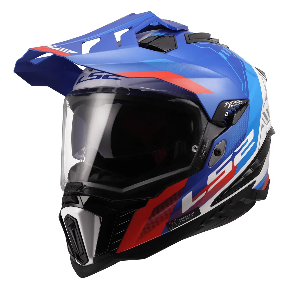 LS2, Casco Moto Cross EXPLORER HEXA White Blue Red, M