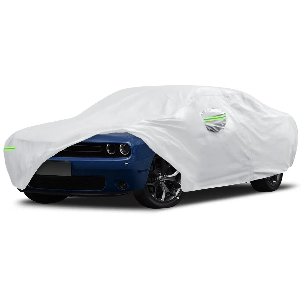 Migaven - Telo copriauto su misura per Dodge Challenger 2008-2025, impermeabile, protezione da sole e pioggia, con cerniera per portiera e fodera in cotone