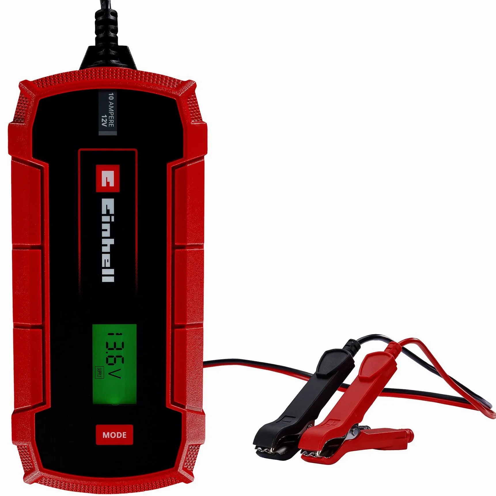 Einhell CE-BC 10 M Caricabatteria auto (220-240 V, di carica 12 V, per batterie 3-200 Ah, corrente carica 10A, mantenitore carica, per batterie gel - AGM - acido, possibile fissaggio a parete)