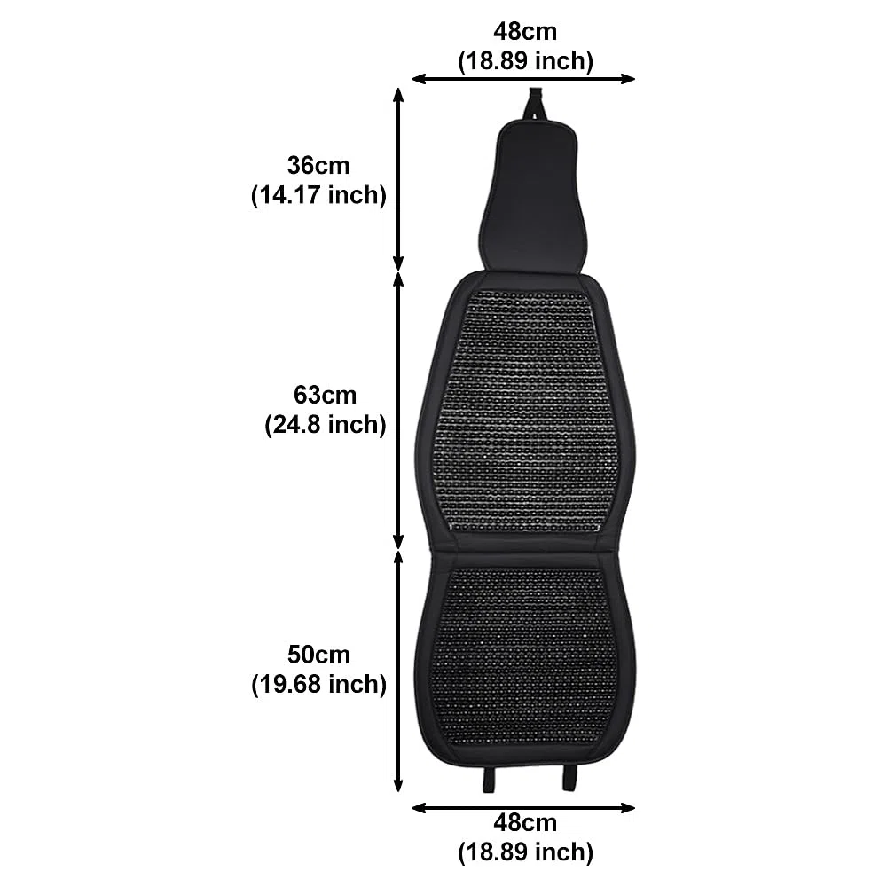 JSCARLIFE 2 coprisedili universali con perline in legno naturale, cuscino massaggiante per auto e camion, quattro stagioni e traspirante, rende la guida più sopportabile durante i lunghi viaggi (nero