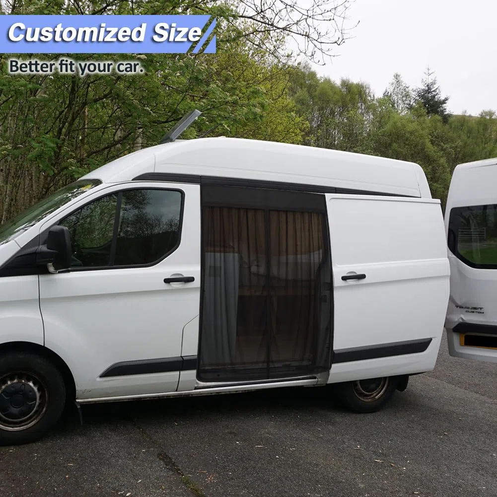 RASHION Zanzariera Compatibile con Ford Transit Custom Tetto Alto (H2) per Porta Scorrevole, Zanzariera Magnetica Tenda Parasole Contro Insetti e Sole, Rete Ombreggiante Porta Laterale Campeggio