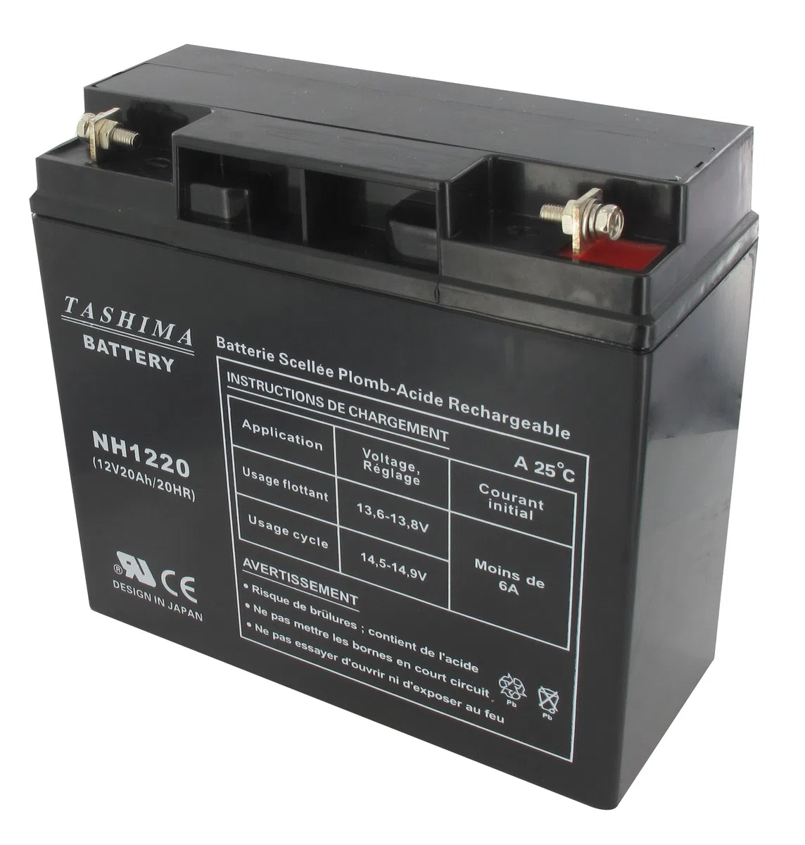 Tashima - Batteria per moto NH1220/NH1218 12V 20Ah, nera