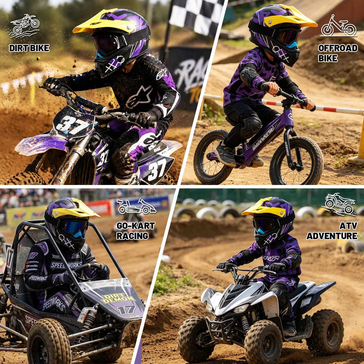 Favoto Casco da Motocross per Bambini (Occhiali Inclusi) – Leggero e Regolabile, Normativa ECE 22.06, Ideale per Cross MX e Enduro, Rosso-Nero S (49–50 cm)