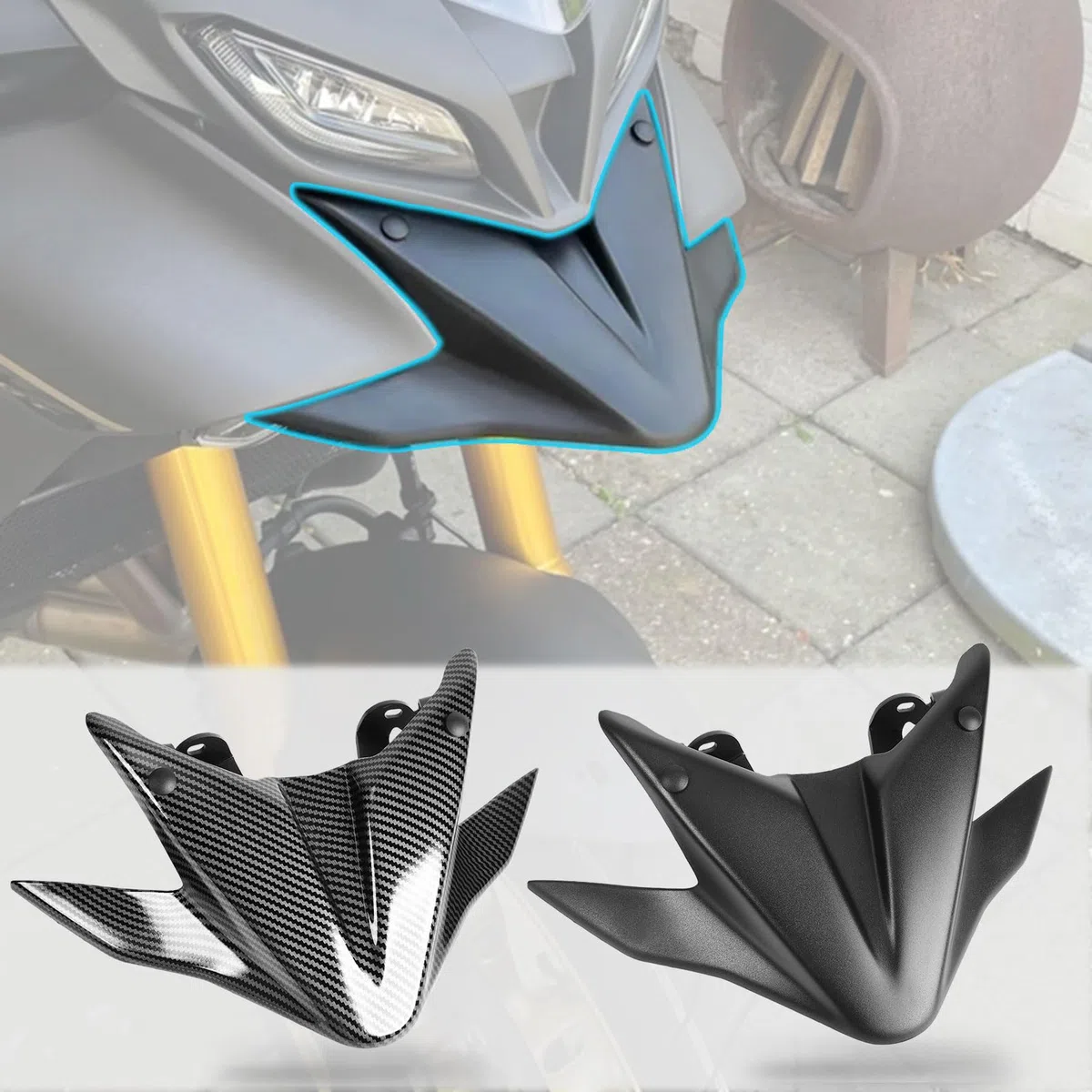 WOOGA Ruota anteriore Copertura superiore Parabordi Becco Naso Cono Estensione Cowl per YA&MA&HA Tracer 9 GT Tracer 900 2021 2022 2023 TRACER 9GT Accessori moto (Nero)