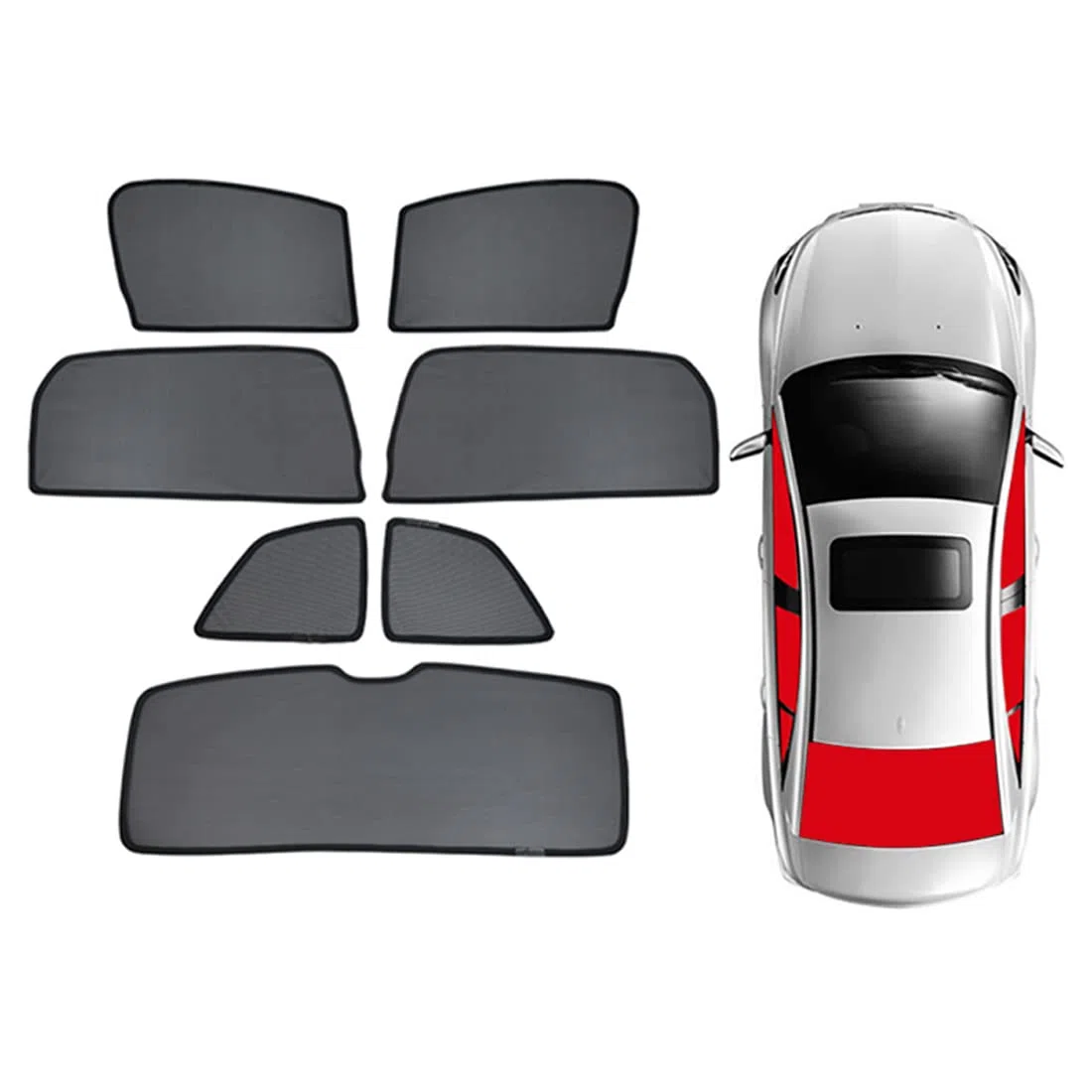Tendine Parasole Auto Bambini Parasole per Finestrini Laterali per Tiguan AD 5Seat 2016-2023 Tendine Parasole Protezione UV Tende Magnetiche Nero,7PCS