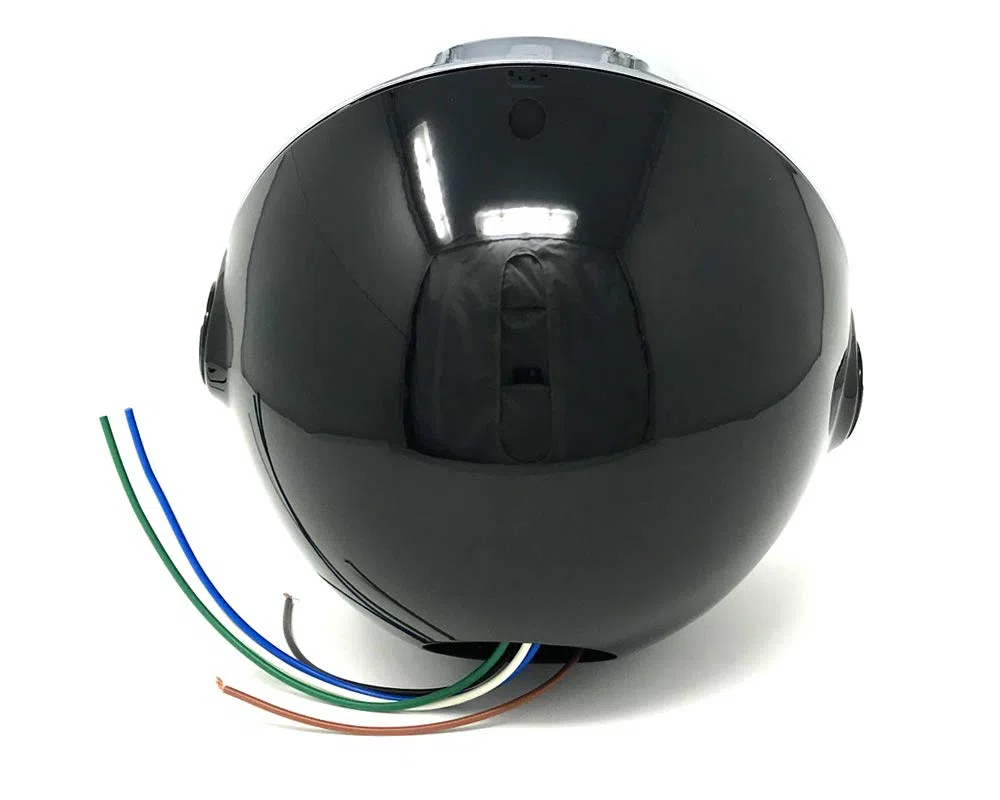 Alchemy Parts Moto 8" Pollici Faro 12V 55W Acciaio Nero Classic Retrò Vecchia Scuola Stile