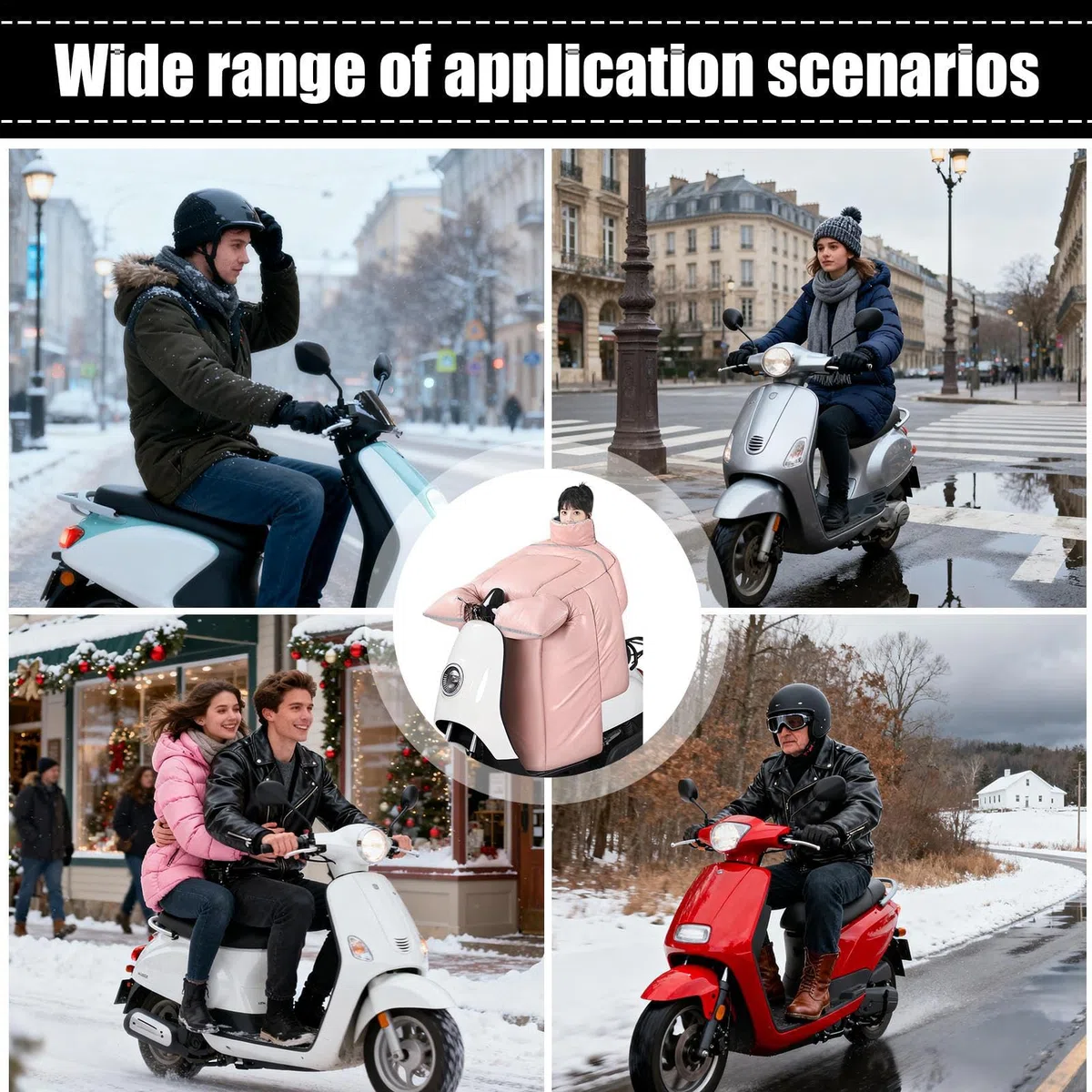 Grembiule da moto, coperta trapuntata impermeabile per equitazione invernale, guanti integrati con fodera in peluche, protezione per le ginocchia, per donne, uomini, motociclisti, scooter, viaggi