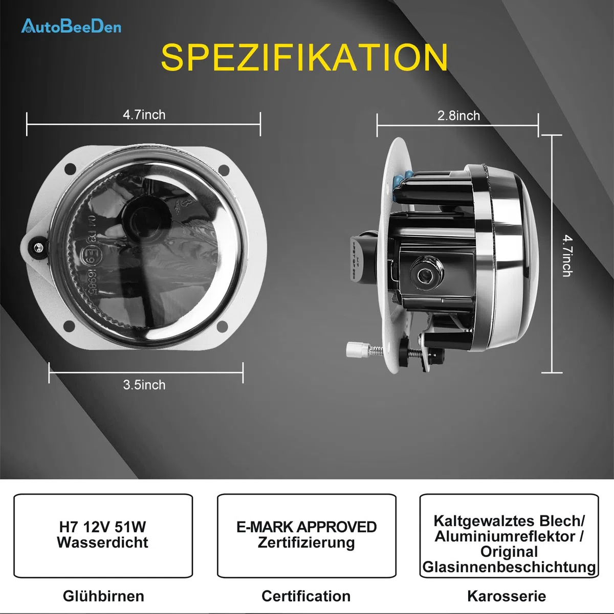 Fendinebbia compatibile con Mercedes Benz W164 W251 V251 R230 C209 C216 A209 S204 W204 W211, (Classe C CLK E M R S SL), 2002-2014, adatto solo per paraurti pacchetto AMG (Fumo Nero)