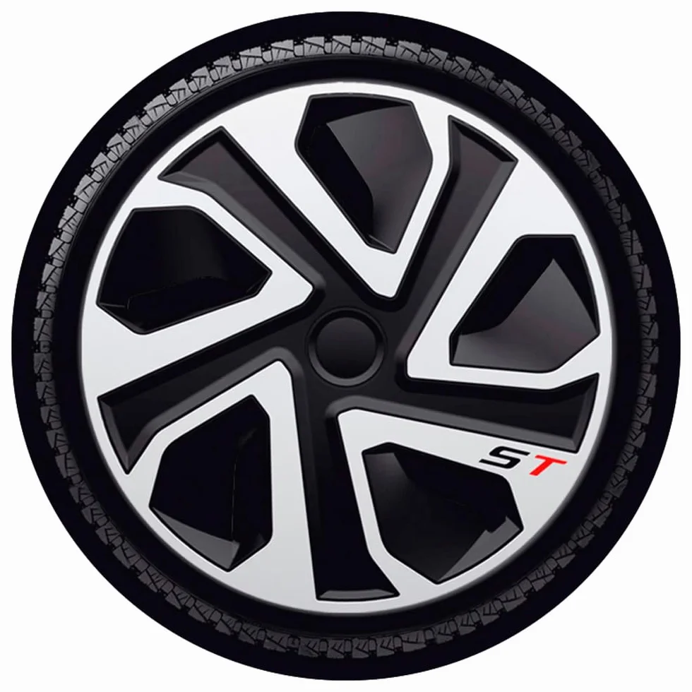 Set di 4 Copricerchi J-Tec ST 17 Pollici Argento/Nero