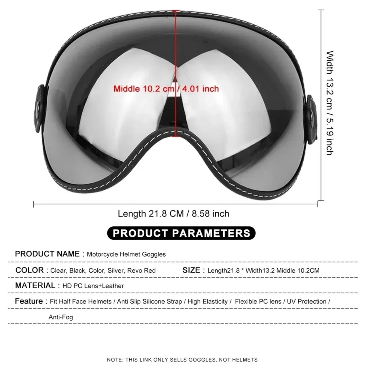 Visiera per casco Occhiali da moto Caschi semi-facciali Visiera a bolla Motociclismo Anti-UV Parabrezza Casco aperto colorato Lente protezione antipioggia antigraffio(Clear)