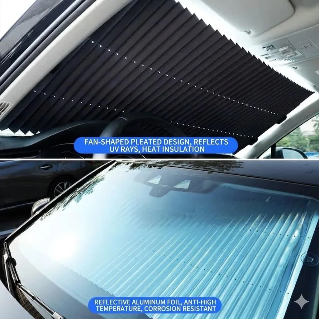 Tenda a Rullo Parasole Parabrezza Retrattile per Alfa Romeo Tonale Plug-in Hybrid Q4 2023-2026, Accessori Auto, Pellicola in Alluminio Riflettente Protezione Raggi UV,70cm
