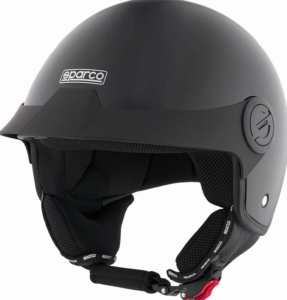 Sparco Casco Demi-Jet con Peak per moto nero metallizzato con calotta in ABS Taglia XL