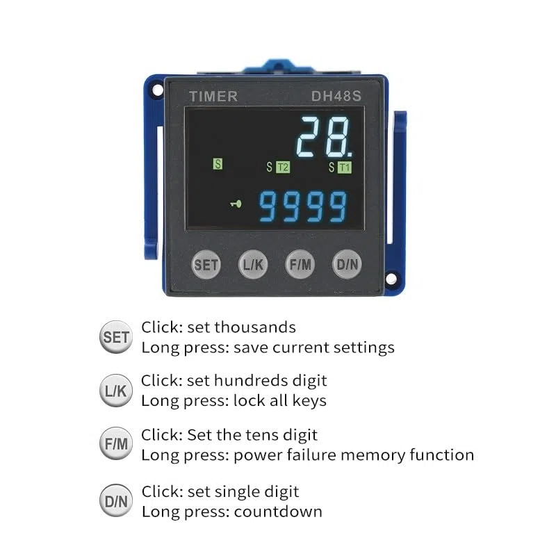 DH48S-2ZH AC220V DH48S Relè temporizzato digitale di precisione Ciclo programmabile con base presa