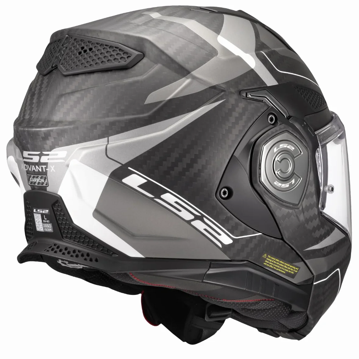 LS2, Casco Moto Modulare ADVANT X CARBON HORIZON Matt Silver Grey, S