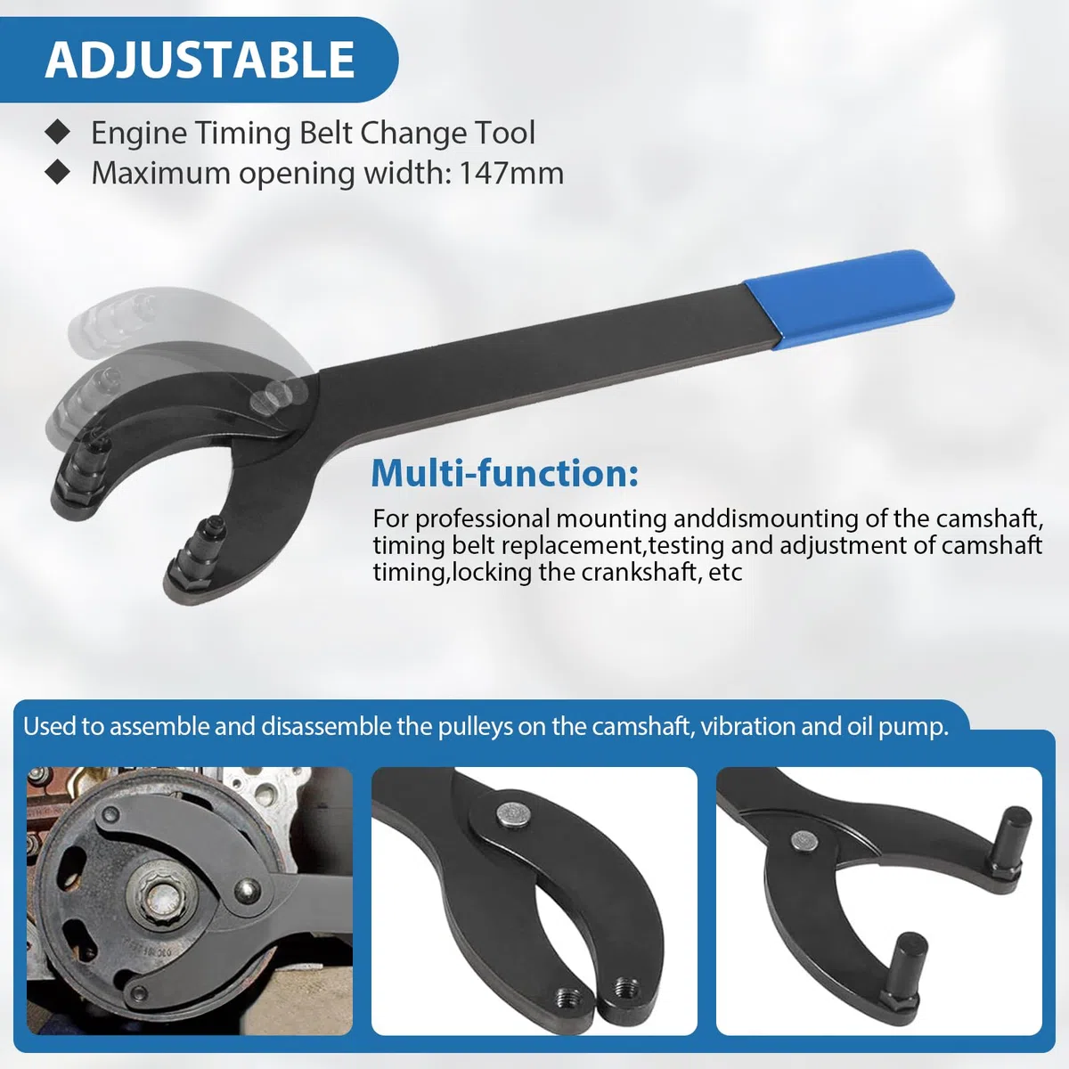 LIROPAU Strumento per Pignone dell'albero a Camme Chiave per Albero a Gomiti T10172A T10554 Set di Strumenti per Il Contatore dell'albero a Camme Chiave dell'albero a Gomiti