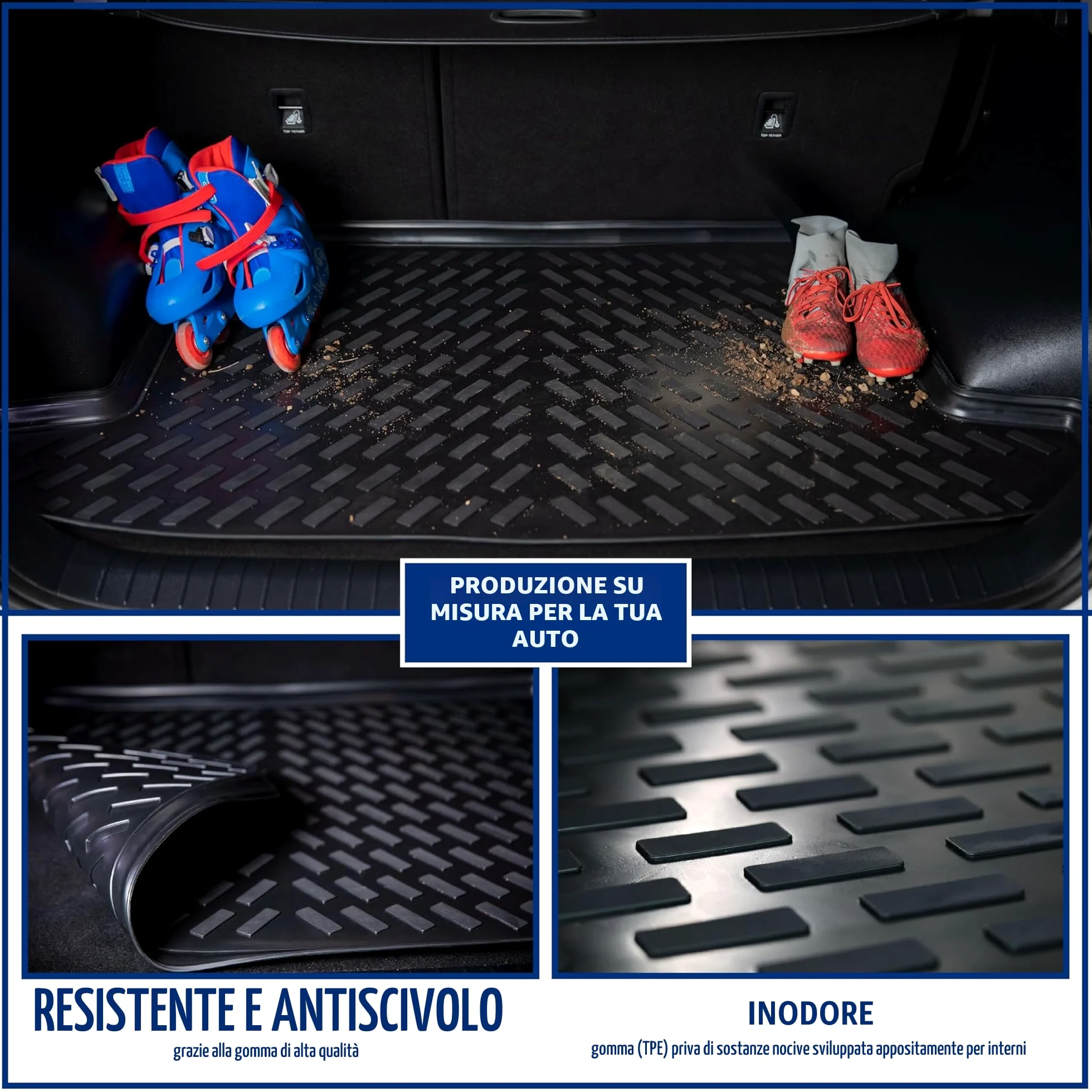 ELMASLINE 3D Tappetini Gomma e Vasca Baule per Hyundai Tucson III 2015-11/2021 (terza generazione TL/TLE) | Tappetini Auto | Vasca per il bagagliaio | Accessori auto