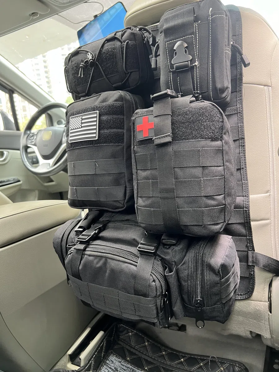Organizer tattico per sedile posteriore, universale, con 5 tasche Molle multifunzione rimovibili, adatto per tutte le auto Jeep e camion, accessori da esterno per campeggio, viaggi su strada,