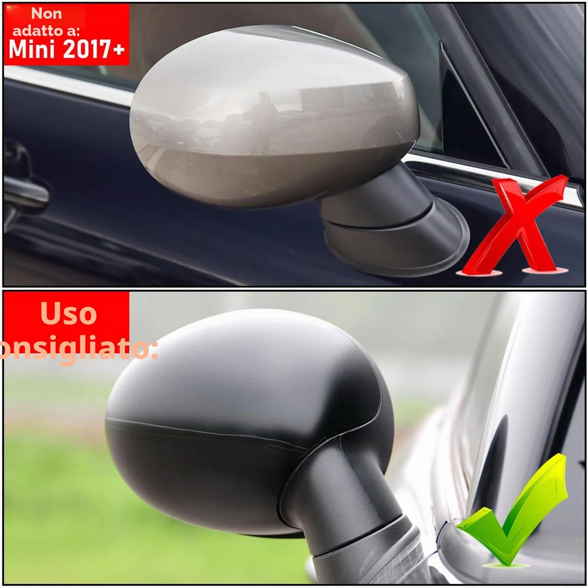 TTCR-II 2 PCS Calotte Specchietti Compatibile con Mini Cooper R56 Copri Specchietti R55 R56 R57 R58 R59 R60 R61 Calotta Specchietto 2007 2008 2009 2010 2011 2012-2015 (Specchio pieghevole manuale)