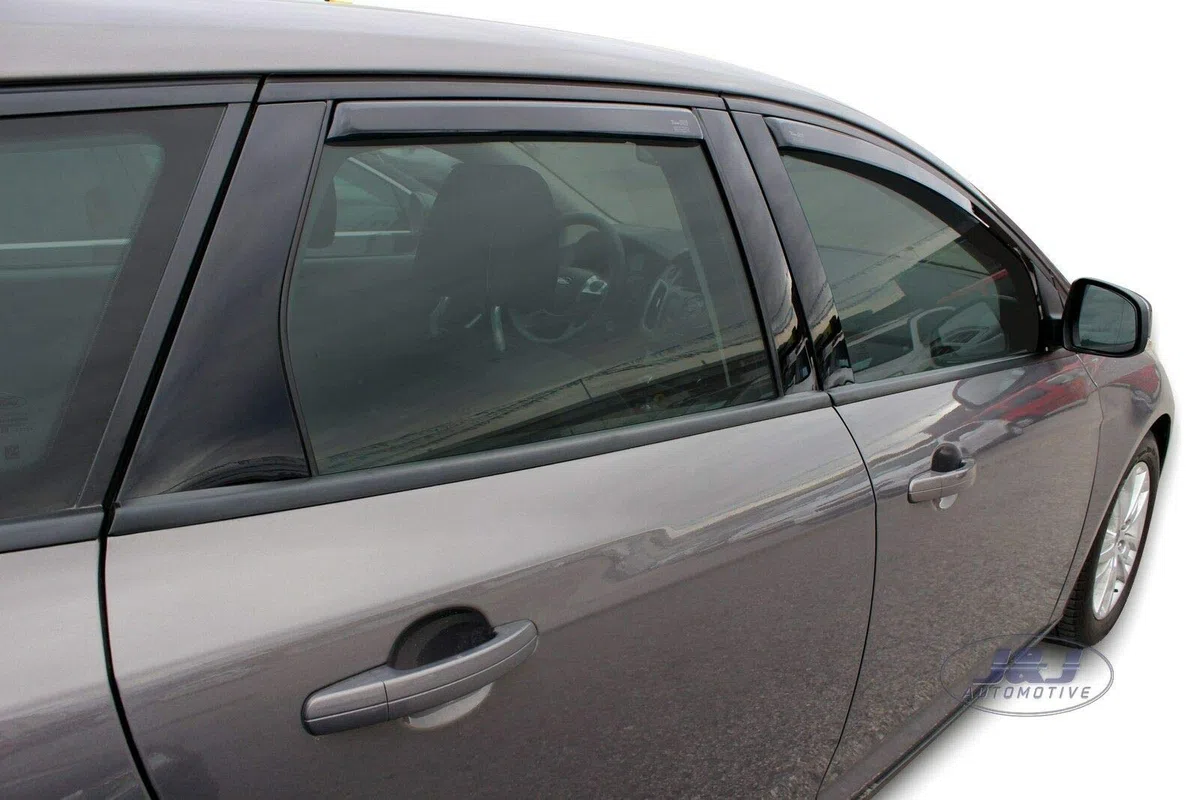 J&J AUTOMOTIVE Deflettori d'Aria per Ford Focus 3 Wagon 2010-2018, Set da 4 Pezzi, Nero Fumé Oscurato Heko