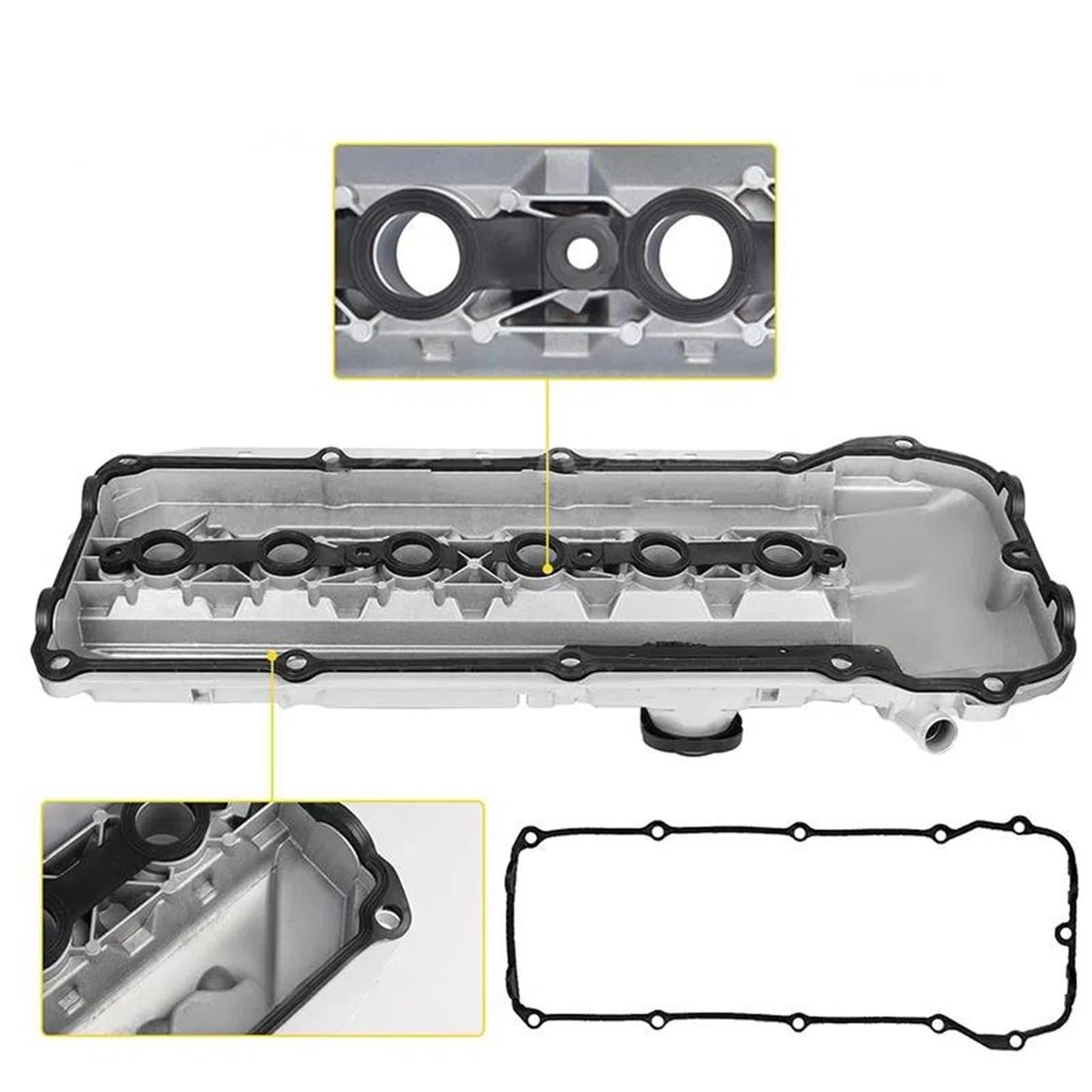 Coperchio valvola auto Coperchio Valvola A Bilanciere Motore In Alluminio Con Guarnizioni Bulloni Per BMW E46 E39 E60 E83 E53 X3 X5 Z4 325i 330i 525i 2002-2006 Punterie Valvola Motore