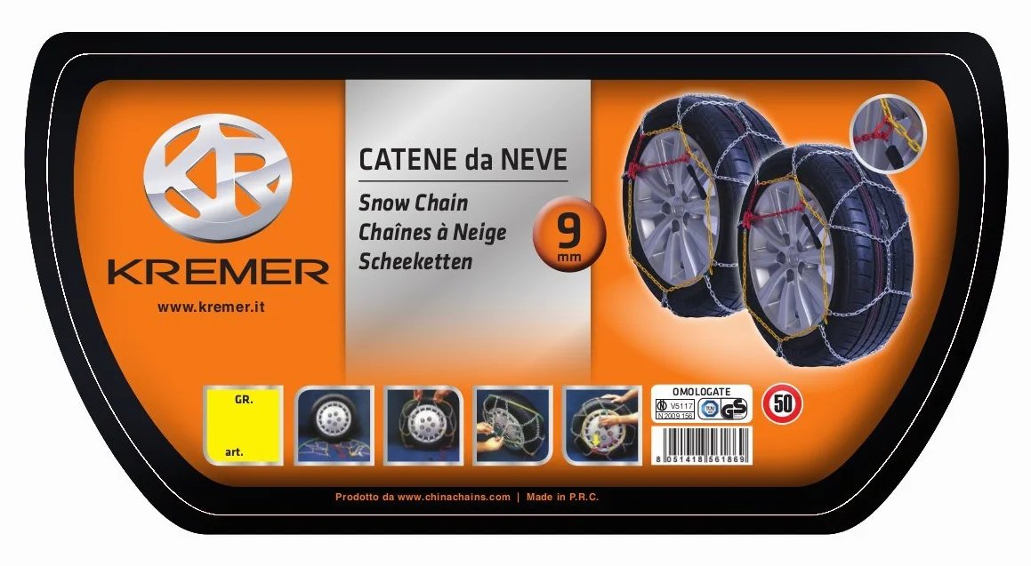 Catene da neve 9mm Gruppo 14 - Misura 245/40 R20 - OMOLOGATE ONorm 5117, TUV, GS