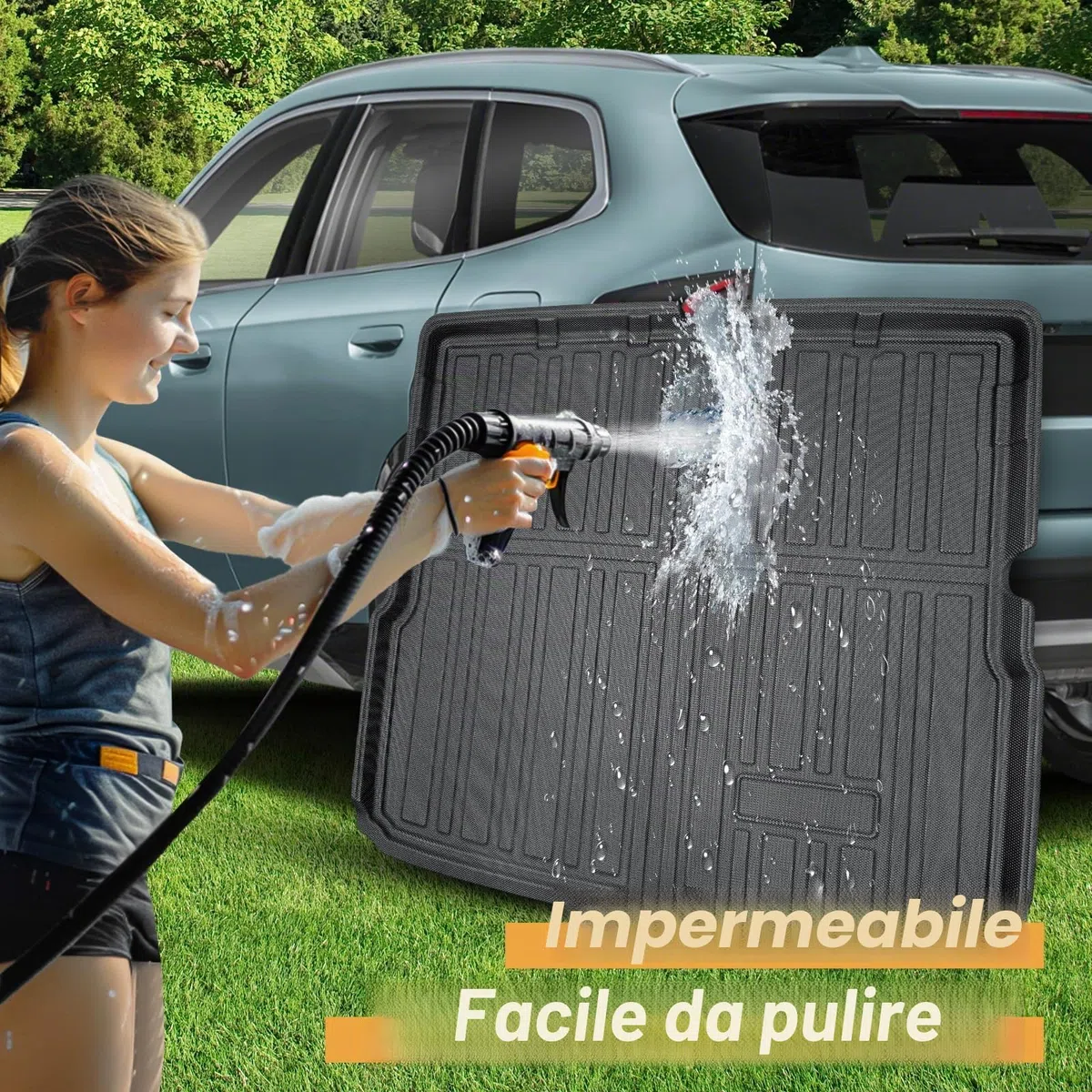 ECOZEN Vasca Baule per BMW x1/ix1 U11 2022-2026 3D Specifica In TPE Proteggi Bagagliaio auto, BMW x1 ix1 U11 Tappetino del bagagliaio con bordino rialzato resistente impermeabile tutte le stagioni