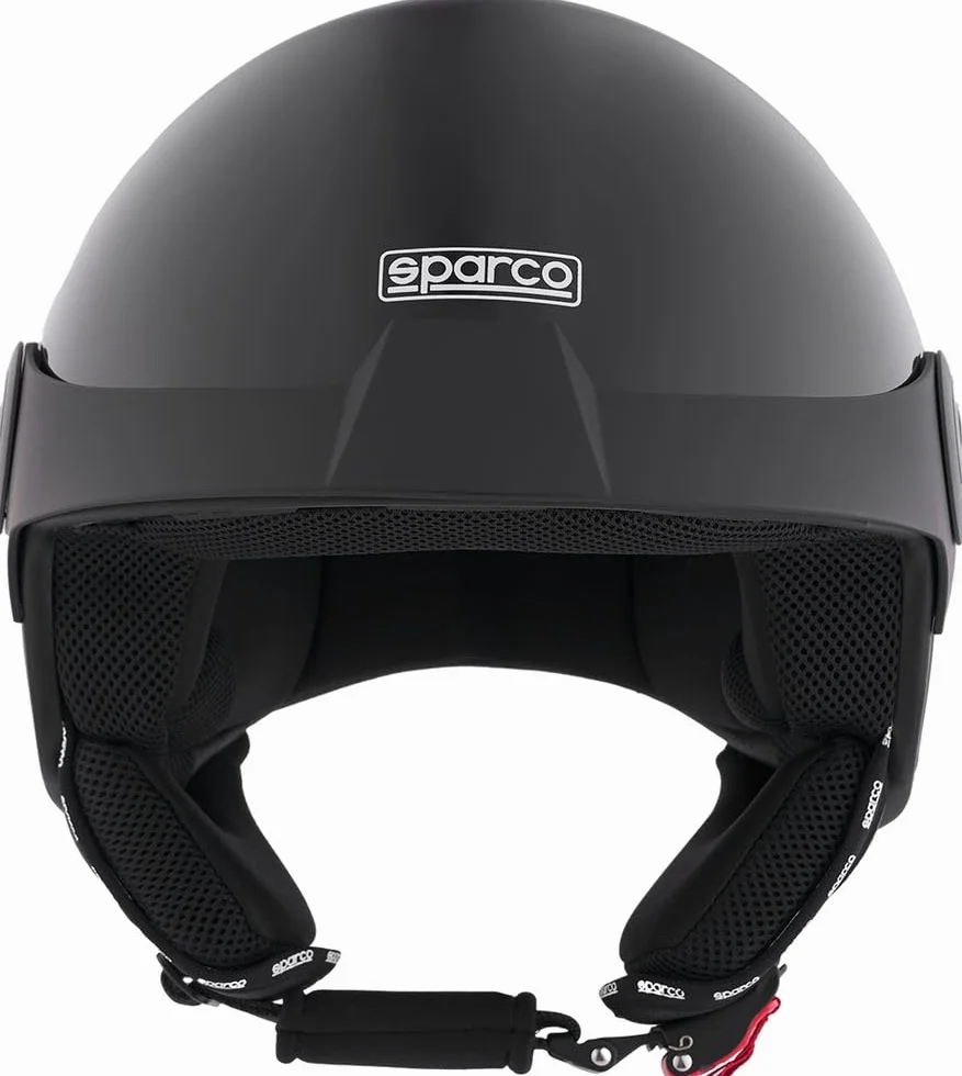 Sparco Casco Demi-Jet con Peak per moto nero metallizzato con calotta in ABS Taglia XL