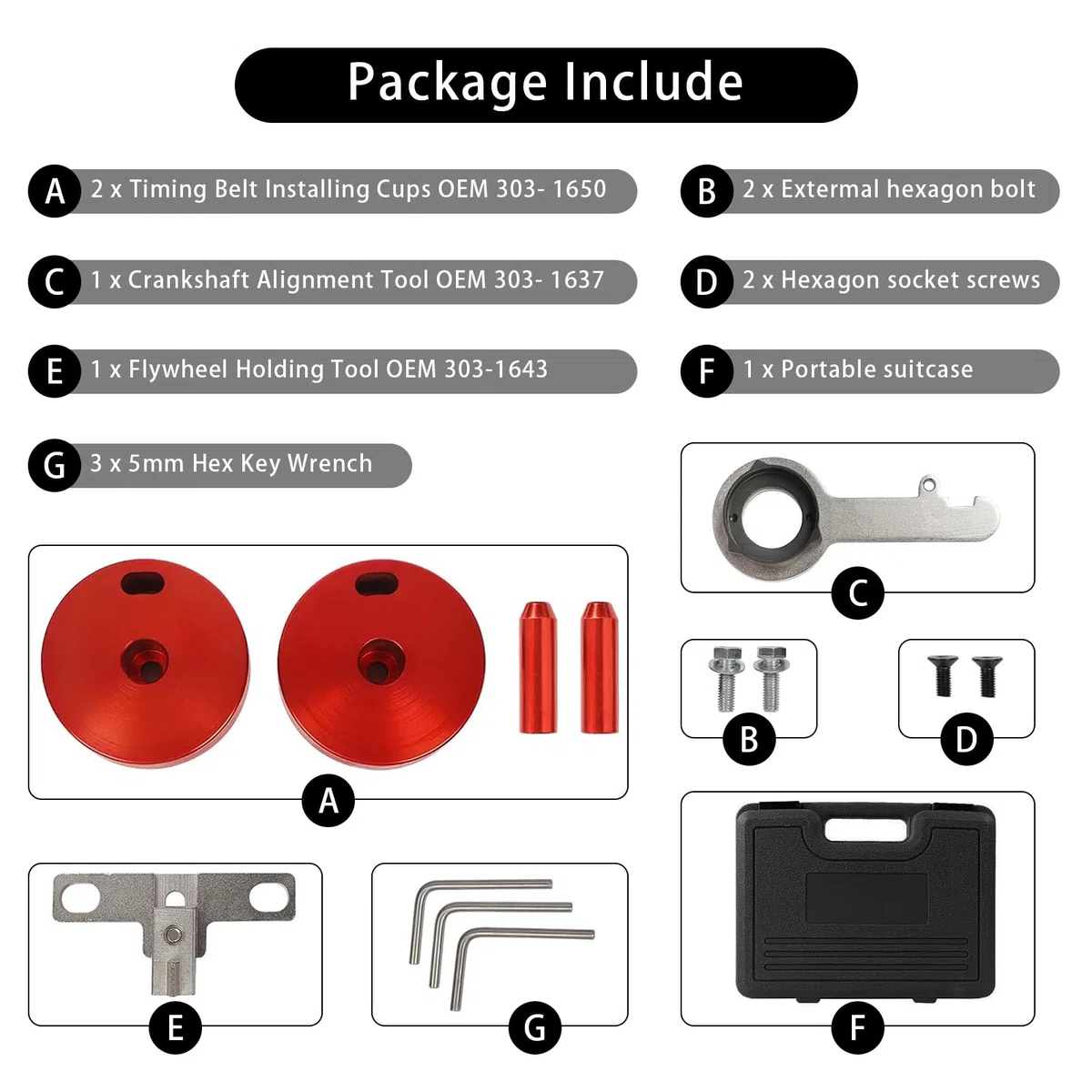 Kit di Attrezzi per la Fasatura del Motore, Strumento di Allineamento Dell'albero a Compatibile con Ford Transit EcoBlue 2.0TDCi, Kit di Attrezzi per il Bloccaggio della Fasatura del Motore
