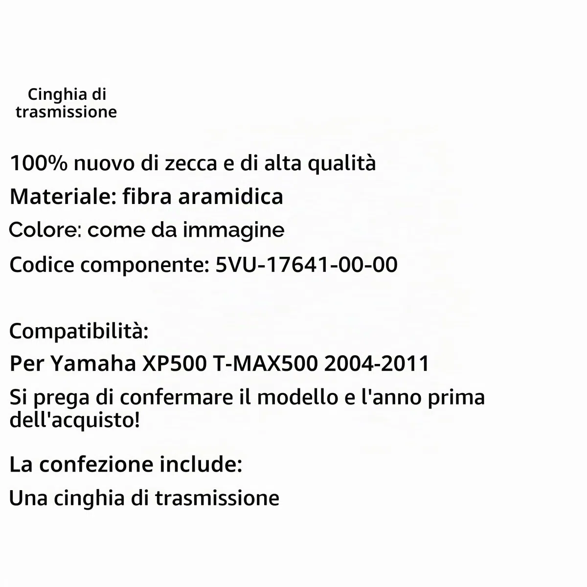 Bruce & Shark Cinghia trapezoidale Cinghia di trasmissione Premium 5VU-17641-00-00 adatta per Ya-maha Xp500 T-Max 500 2004-2011