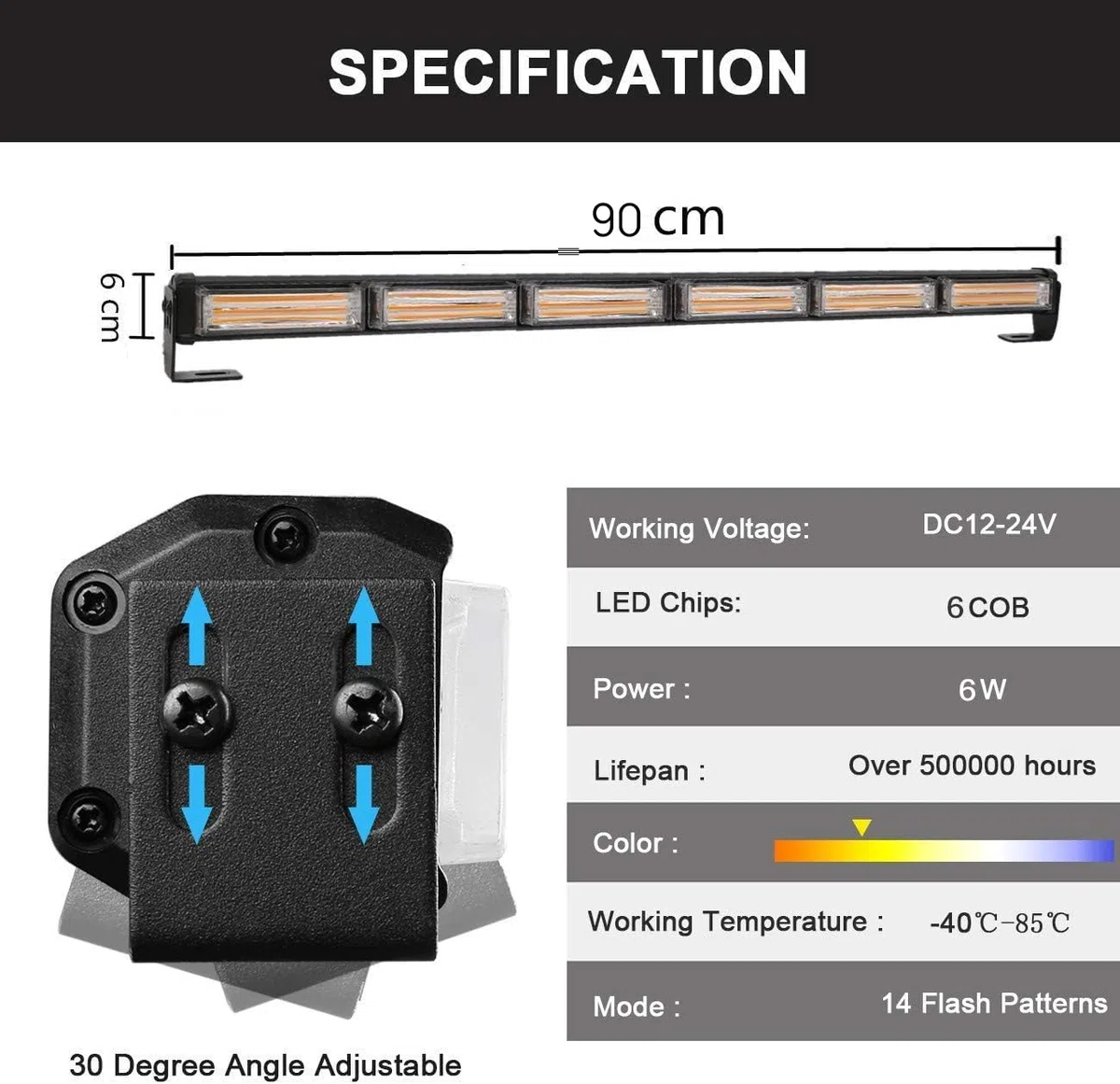 Dinfu 60W LED lampeggiante Luce Stroboscopica Ambra lampeggiante di Emergenza Orange per Camion…