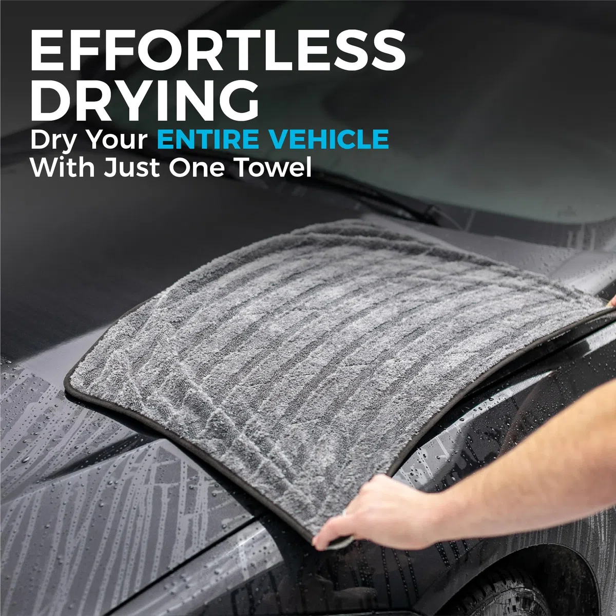 The Rag Company Gauntlet asciugamano, misto 70/30 di microfibra coreana, progettato per asciugare i veicoli più velocemente senza graffiare vernice o vetri, 900 g/m², 50,8 x 76,2 cm, grigio