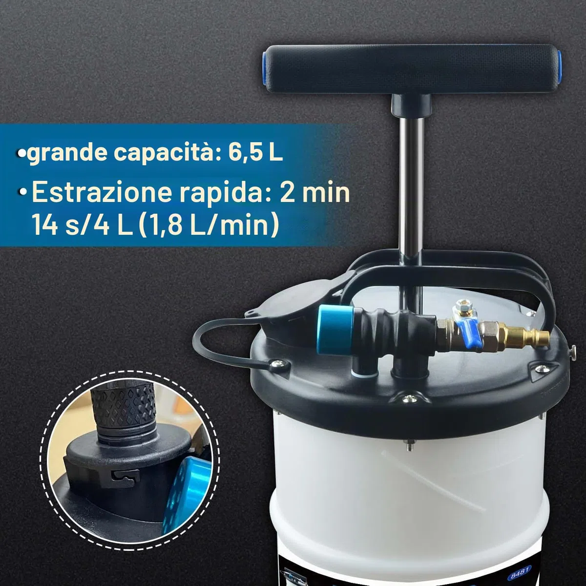 6,5 L Pompa di estrazione pneumatica/manuale per fluidi Estrattore sottovuoto per cambio olio e cambio fluido Strumento (Pneumatica & Manuale)