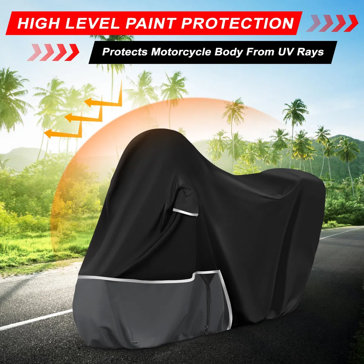 Telo Copri da Esterno per Piaggio mp3 400/500 (con bagagliaio), Telo Copertura Coprimoto Copri Moto mp3 400 500 420D Tessuto Oxford Impermeabile Resistente All'inverno, Nero e grigio scuro