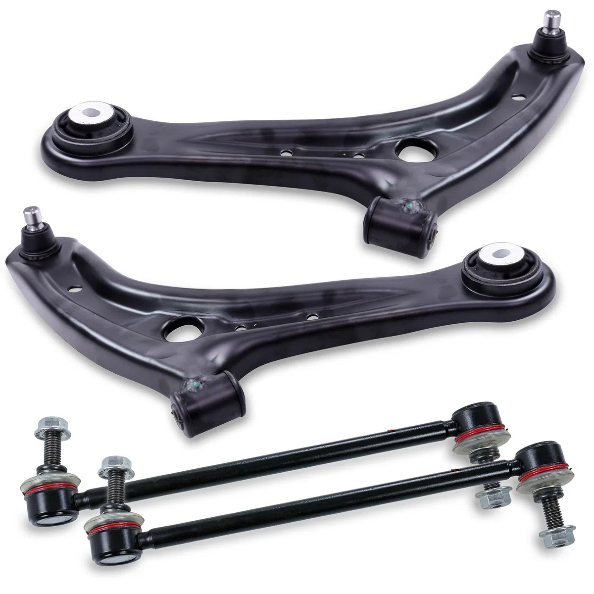 BESTPRICE 2x braccio di controllo asse anteriore sinistro e destro, 2x asta di accoppiamento anteriore Compatibile con FORD FIESTA Mk6 (CB1, CCN), FIESTA Mk6 Van, MAZDA 2 (DE_, DH_)