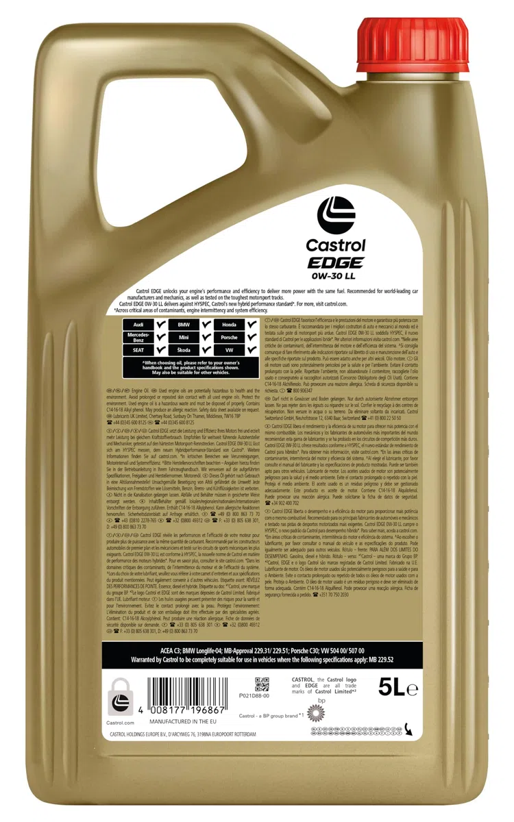 Castrol OLIO EDGE L4 0W-30 8A 5L