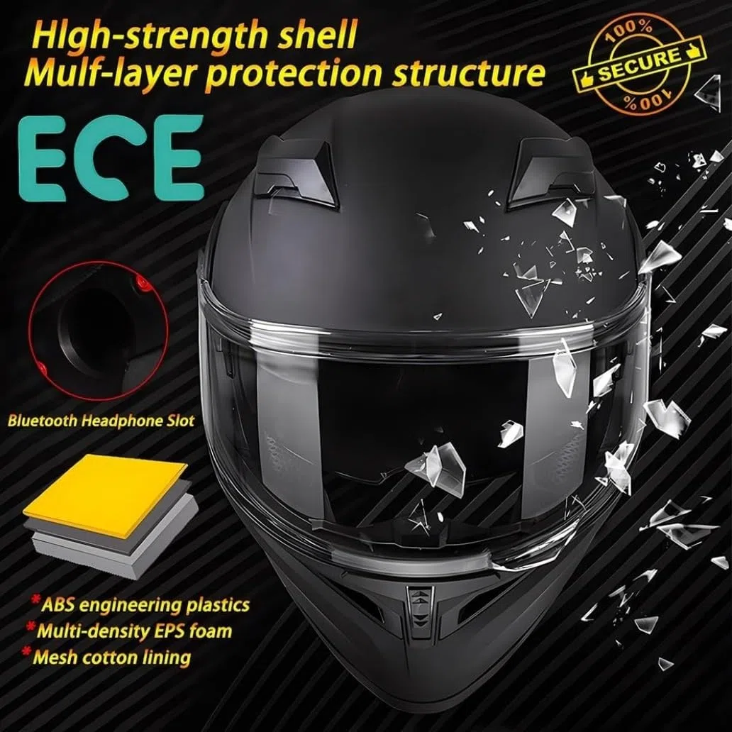 Casco Modulare Moto, Integrale con Doppia Visiera Parasole, Omologato DOT/ECE per Uomo Donne