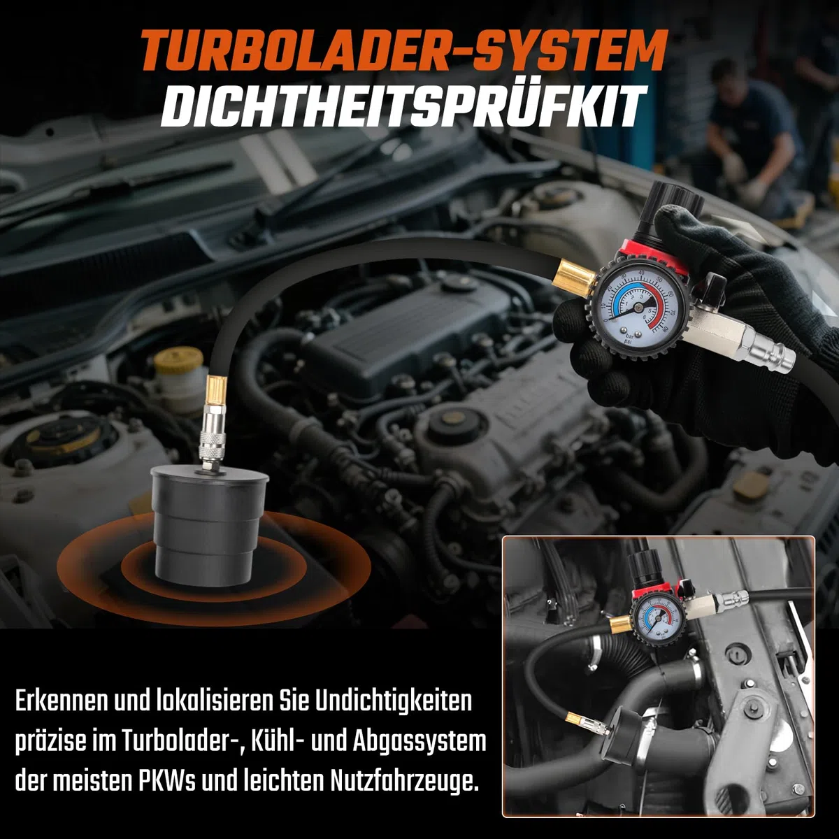 GEARMONSTER 9 pezzi turbocompressore aria di carica, set di adattatori per intercooler, set di intercooler, strumenti di prova per tubi dell'aria di carica, turbocompressori e sistemi di compressore