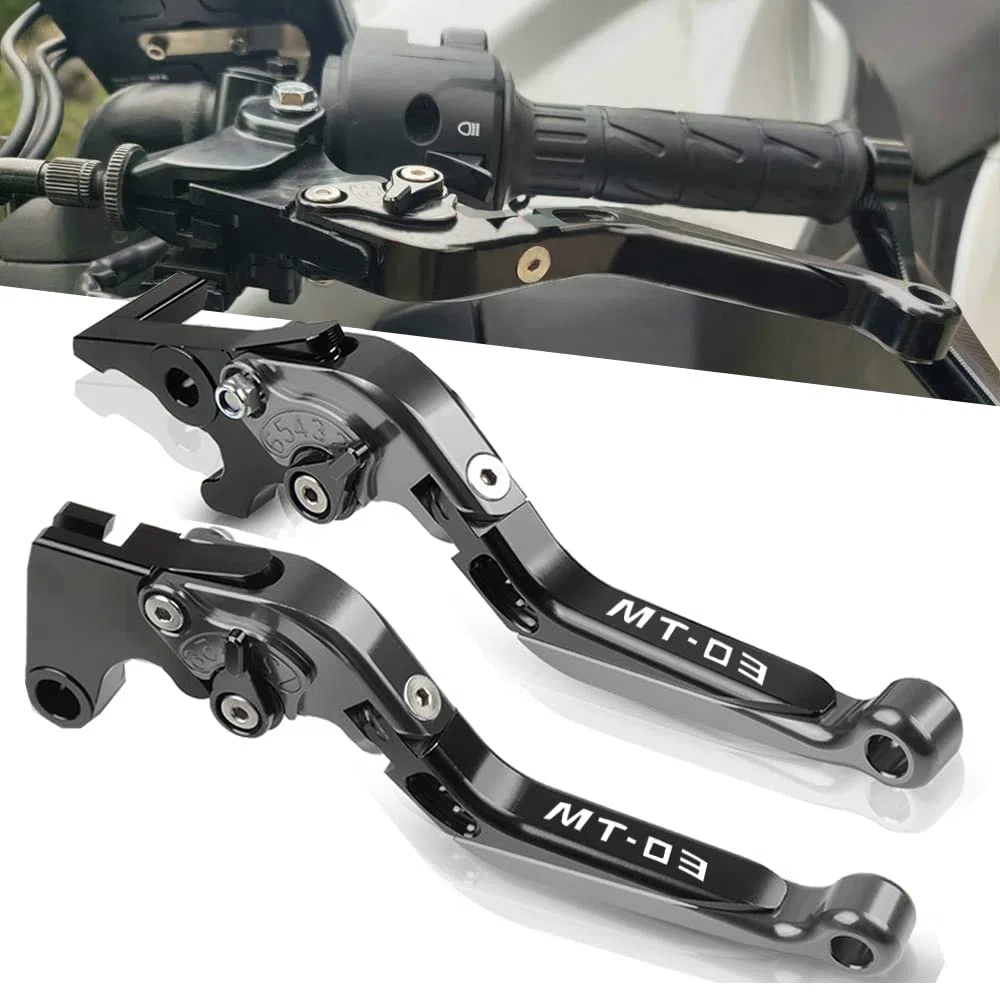 MT-03 2015-2020 Moto Leve Freno Frizione Set CNC Alluminio Regolabile Per MT03 MT-03 2015 2016 2017 2018 2019 2020 (Titanio/Nero)