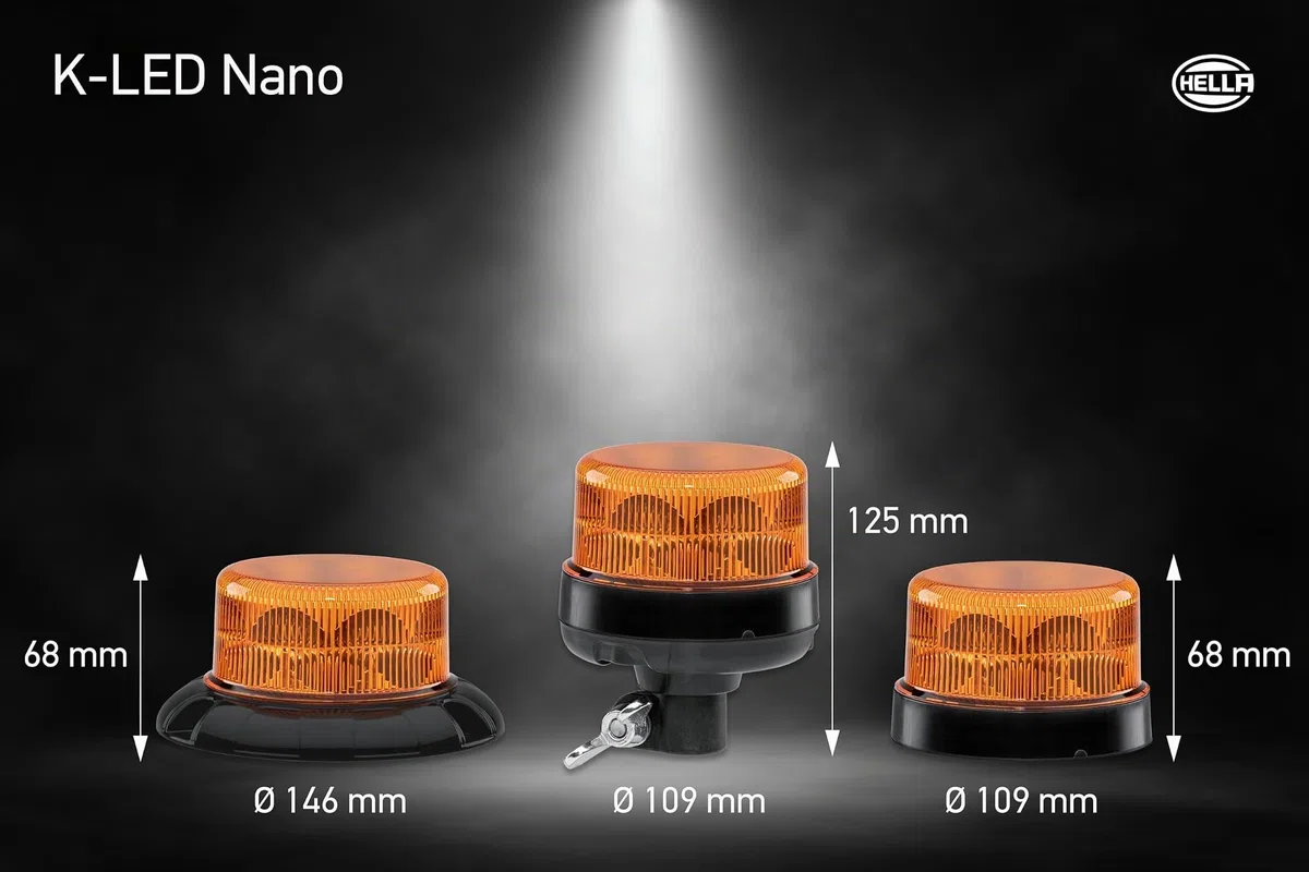 HELLA 2XD 066 146-011 LED-Luce identificazione lampeggiante, K-LED Nano, 12/24V, giallo, Bocchettone di tubo, flessibile