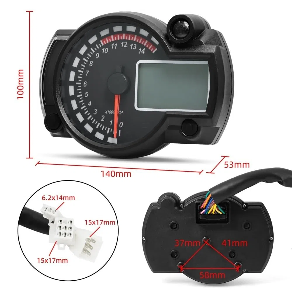Contachilometri Universale Moto Cruscotto Digitale Del Motociclo Contachilometri Tachimetro Strumento Misuratore Regolabile 0-299 KM/H 7 colori Retroilluminazione