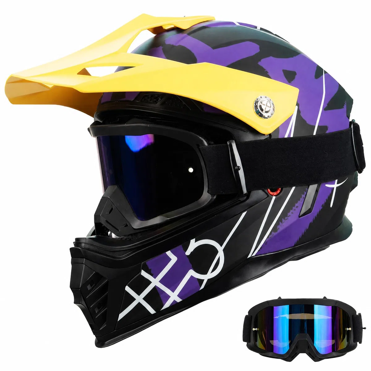 Favoto Casco da Motocross per Bambini (Occhiali Inclusi) – Leggero e Regolabile, Normativa ECE 22.06, Ideale per Cross MX e Enduro, Rosso-Nero S (49–50 cm)
