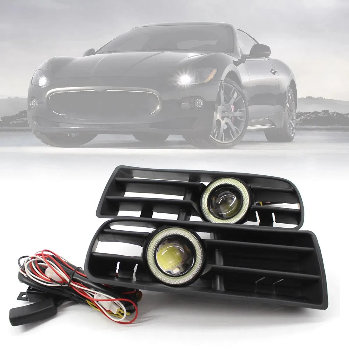 Gruppi fendinebbia auto Per Golf 4 1998-2004 1 Paio Auto Car Fendinebbia Angel Eyes Lampada LED Corsa E Jogging Fendinebbia Con Paraurti Anteriore Griglie Ricambio