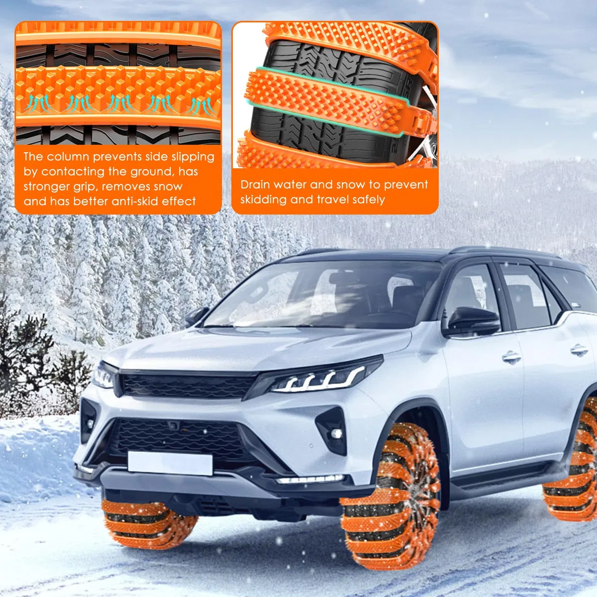 Catene da Neve per Auto Ninonly 10Pcs Riusabili Antiscivolo Catene Auto Universali per Veicolo Auto Camion SUV Adatte per Pneumatici Larghezza 165mm-255mm per Fango,Sabbia,Neve, Ghiaccio,Fuoristrada