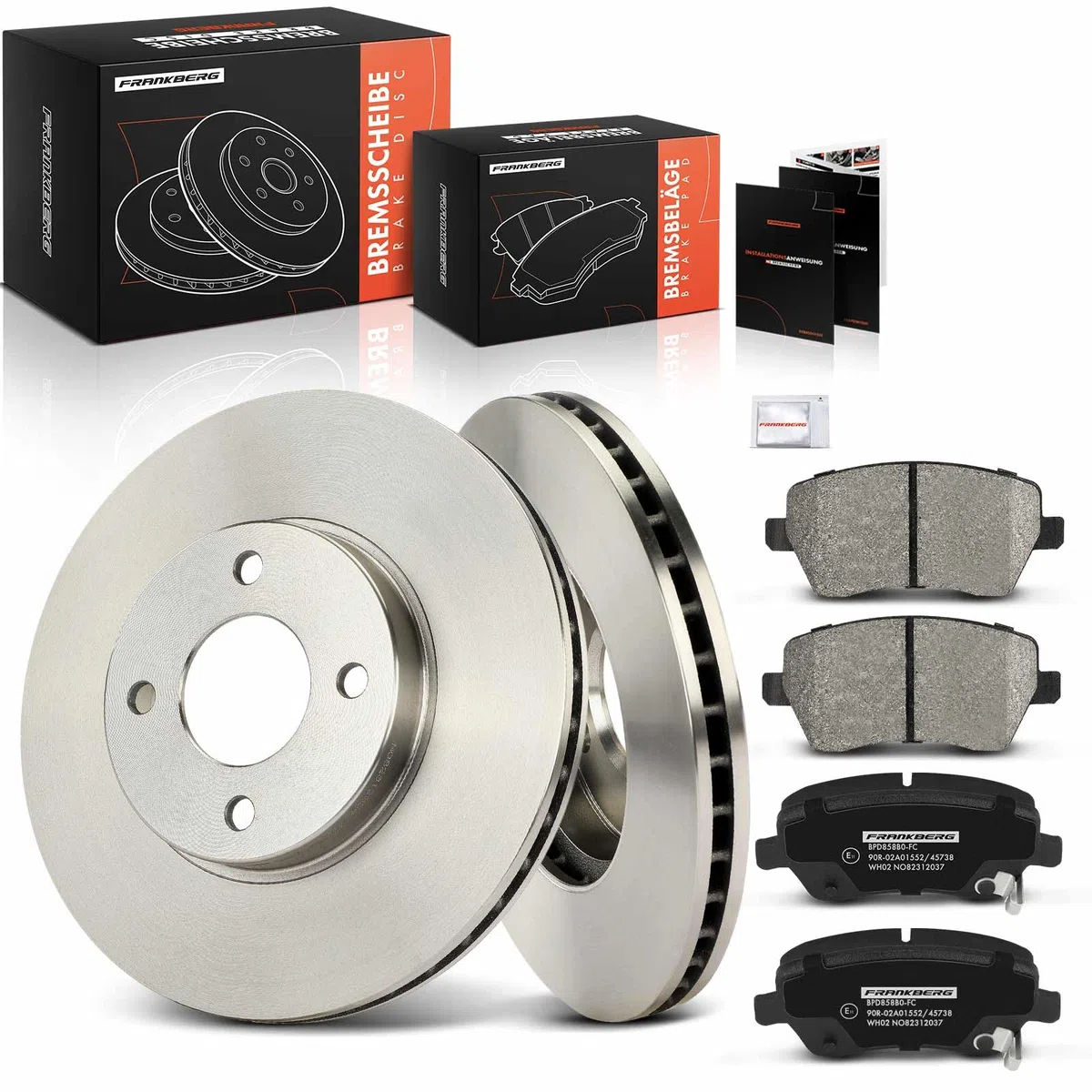 Frankberg Set freni incl. 2x Dischi Freno + 4x Pastiglie dei Freni Anteriore Compatibile con Micra IV K13K K13KK Note E12 Replace# D10601HA7B