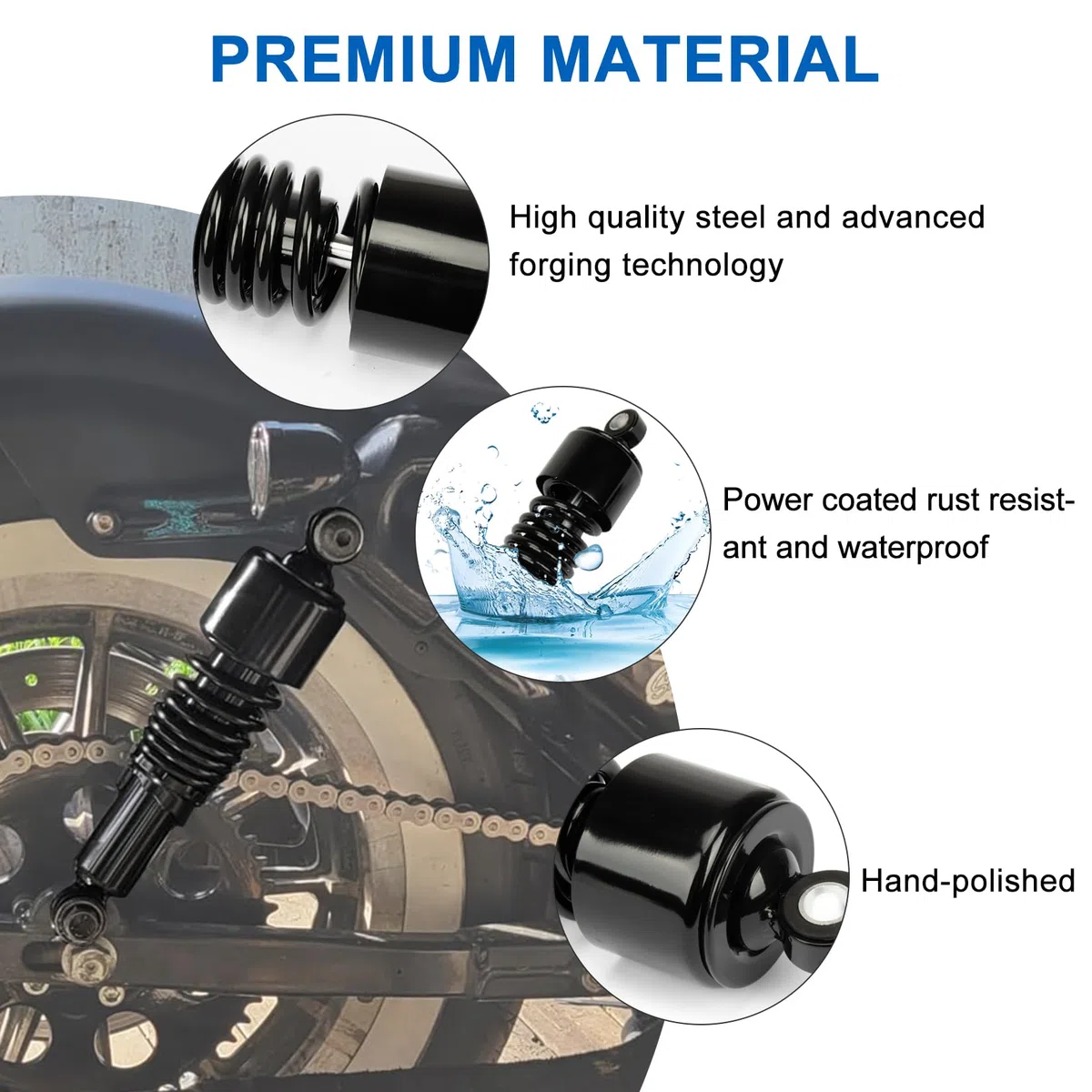 PSLER Kit sospensione posteriore Ammortizzatore posteriore Kit di abbassamento ammortizzatori posteriori Precarico regolabile 10,5 '' per Sportster XL 883 1200 1988-2023 Touring Street Road Electra
