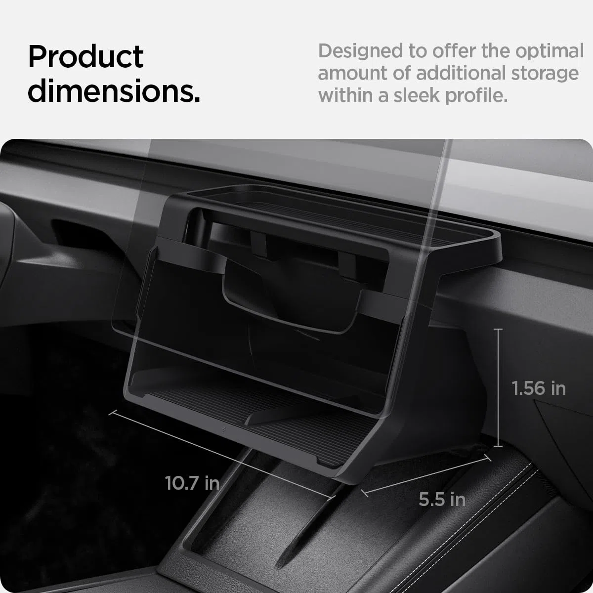 Spigen Tesla Model 3 Highland 2024-26 Model Y Juniper 2025 2026 Organizer Sotto Schermo, Installazione con un Tocco, Organizzatore Portaoggetti, Accessori Tesla - Nero