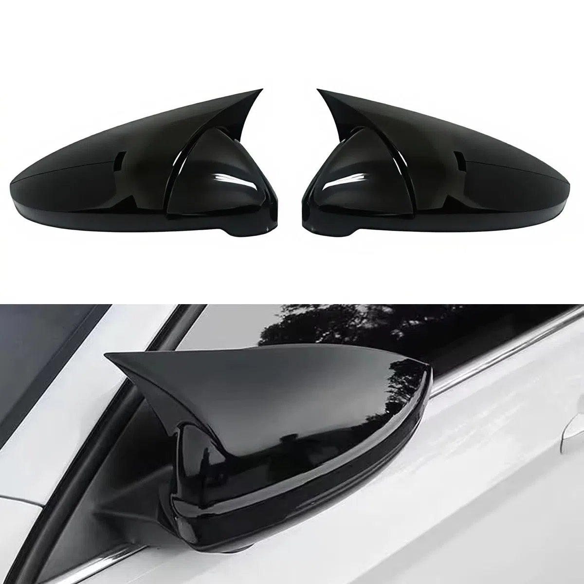 OFIXEM 2x Calotte Specchietto Nero Piano Lucido - Ricambio Copertura Esterna per VW Golf 7 MK7 / 7.5 (GTI R GTD GTE) 2013-2020