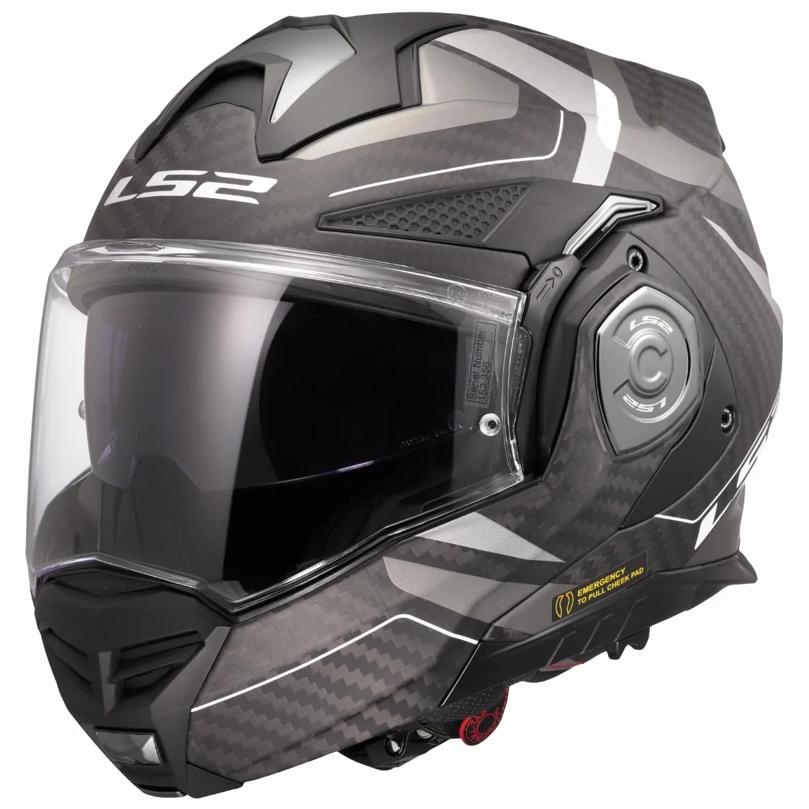 LS2, Casco Moto Modulare ADVANT X CARBON HORIZON Matt Silver Grey, S